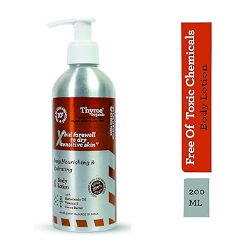 Thyme Organic Deep Nourishing & Hydrating Body Lotion with Macadamia Oil, Shea Butter & Wheatgerm Oil, 200 ml