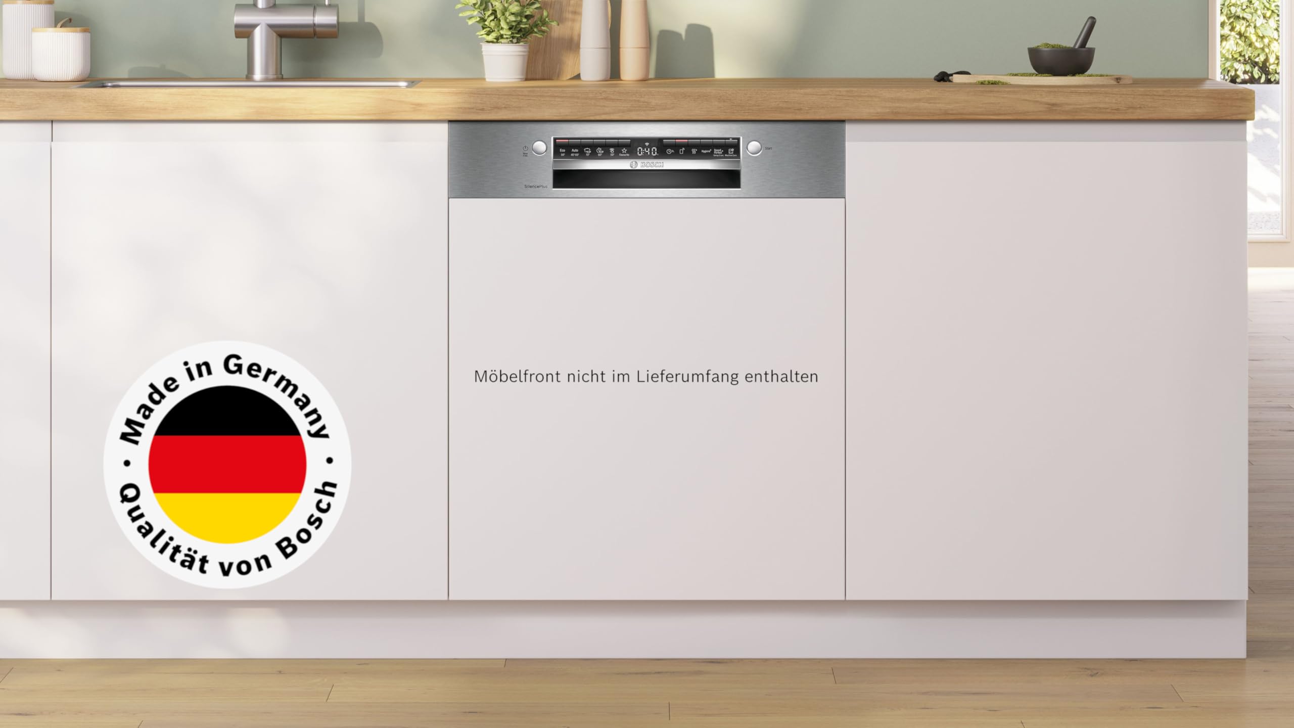Bosch SMI4ECS32E, Serie 4, Smarter Geschirrspüler Teilintegriert 60 cm, Besteckschublade, Made in Germany Spülmaschine, extra Trocknen, starke Reinigung, sehr leise, Automatikprogramme, Edelstahl 2