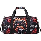 Dance Duffle Bag for Boys Sports Gym Bag Gamer Style Weekender Overnight Sleepover Travel Bags with Shoes Compartment and Wet Pocket