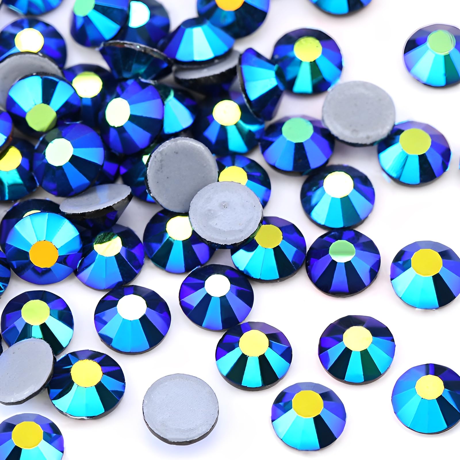 Jollin 2880pcs Hotfix Crystal Flatback Rhinestones Glass Diamantes Gems for Crafting Art Crafts Decorations Clothes Shoes 4.8mm SS20 Jet AB