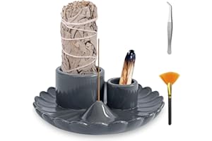 Palo Santo Sticks Holder, 4 in 1 Incense and Candle Holder for Burning Sage and Sticks for Burning, Ash Catcher Tray for Medi