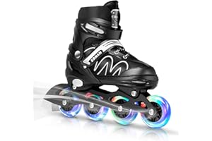 ERNAN Inline Roller Skates,Adjustable Inline Skate for Kids and Adults with Full Light Up Wheels,Outdoor Roller Blades for Boys and Girls, Men and Women
