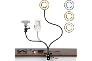 Amada Webcam Light Stand for Live Stream, Selfie Ring Light with Webcam Mount for Logitech C925e, C922x, C930e,C922,C930,C920