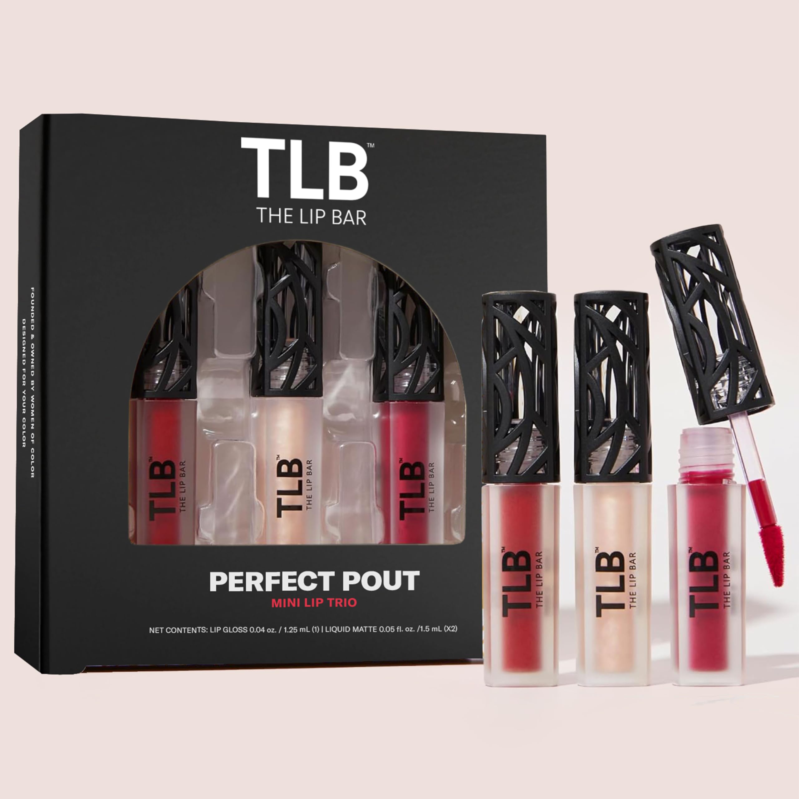 The Lip Bar - Perfect Pout Mini Lip Trio Gift Set (3 Products) - Nonstop Liquid Matte Lipstick & Non-Sticky Lip Gloss - Travel Size - Gift Box - Vegan, Gluten Free, Cruelty Free - Makeup & Cosmetics
