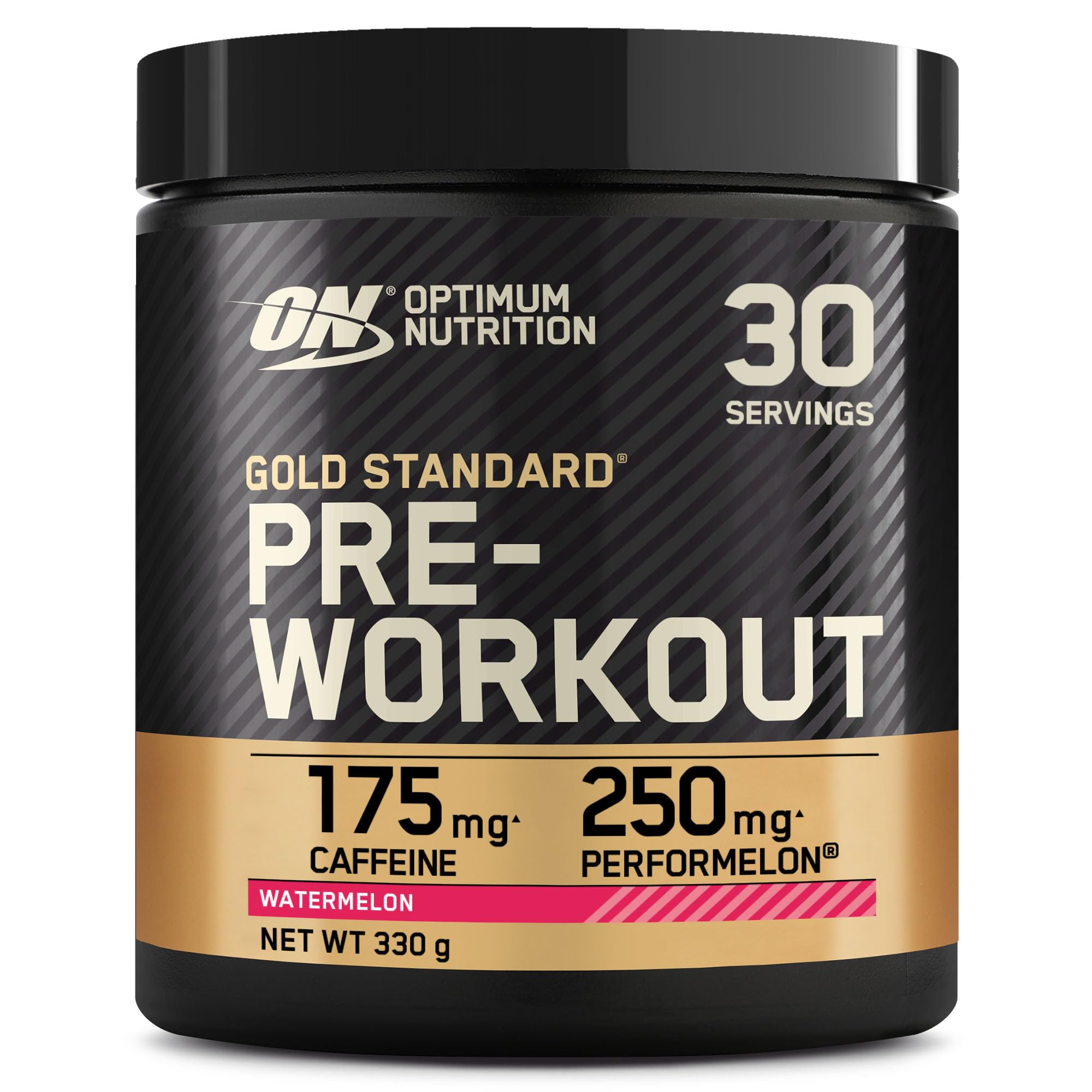 Optimum Nutrition Gold Standard Pre Workout Powder, Energy Drink with Creatine Monohydrate, Beta Alanine, Caffeine and Vitamin B Complex, Nutrition Supplement, Watermelon Flavour, 30 Servings, 330 g