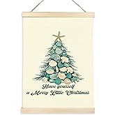 CGBHW Coastal Christmas Decor Poster Hanger Frame, Ocean Coastal Holiday Christmas Xmas Christmas Beach Decor Have yourself a Merry Little Christmas Tree Shell Beach Posters Wall Art Hanging Decor