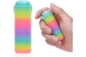 EXQDYNM 1PC Little Ouchies Fidget Keychain for Adults,Spiky Grippie Stim Sensory Toy | Pain Relief & Anxiety Stress Relief |Tactile Fidget for ADHD,Focus & Venting | Color-Changing (30°C) & Glow in Dark