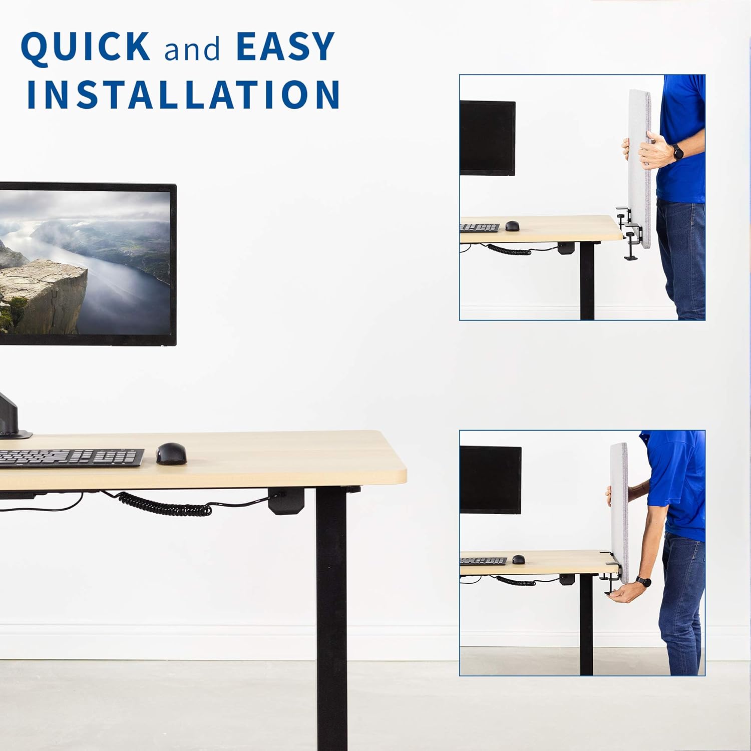VIVO Gray Clamp-on 24 x 24 inch Privacy Panel, Sound Absorbing Cubicle Desk Divider, Acoustic Partition, PP-1-V024G: Computers & Accessories
