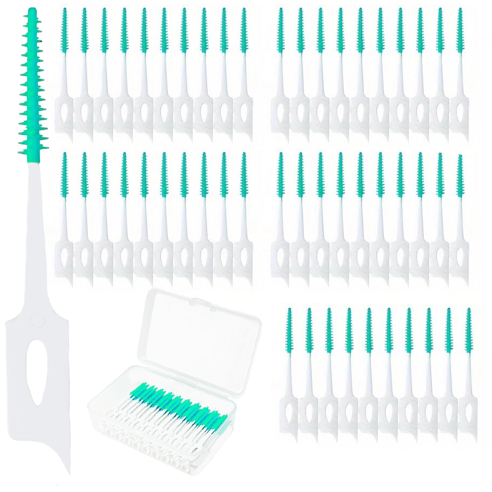 220 Pieces Interdental Brushes, Silicone Dental Brushes Blue Tooth Floss Picks for Braces Oral Cleaning