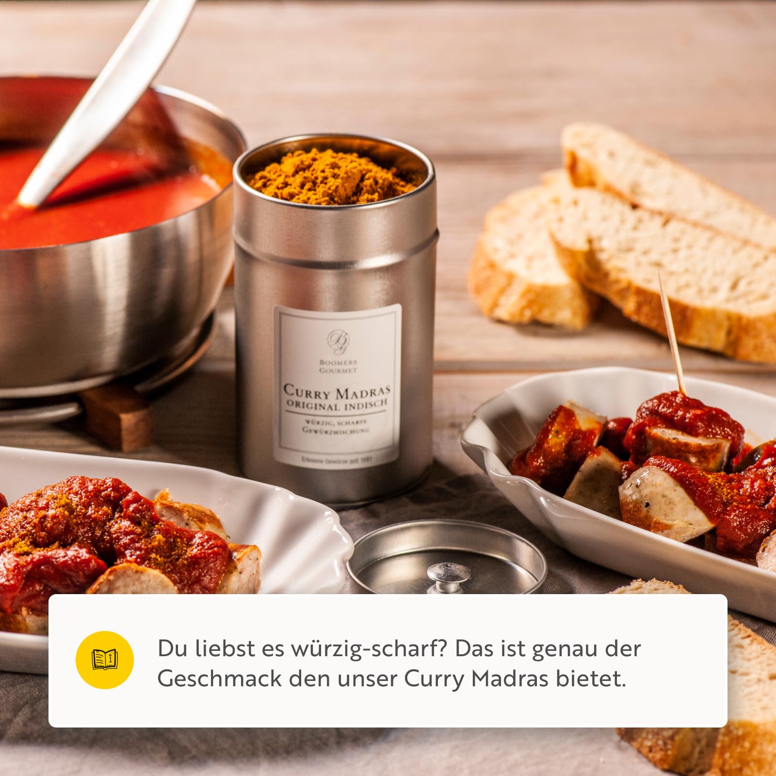 Boomers Gourmet - Premium Curry Madras, original indisch, scharfes Curry Pulver Gewürzmischung - Gewürzdose - 100 g 3