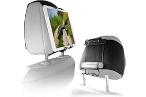 Macally Car Headrest Mount for Kids - Tablet Holder for Car Back Seat - iPad Holder for Car Backseat Rear Facing with Anti Slip Strap and Adjustable Case