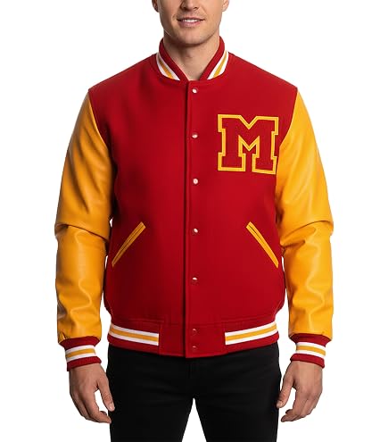 Jjacket KJ Varsity Blue and Yellow R-Tag Letterman Bomber Jacket