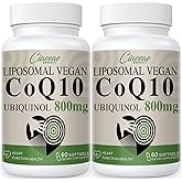 Liposomal CoQ10 800mg Ubiquinol Softgel, Max Absorption Ubiquinol Coenzyme Q10, Ubiquinol CoQ10 Supplement for Antioxidant, Heart Function & Energy Production, Pure CoQ10 800mg, 120 Vegan Softgels