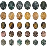 PH PandaHall 30pcs 5 Styles Oval Stone Cabochons Gemstone Cabochons Flatback Gemstones Beads Crystal Stone Flatback Semi-Precious Gemstones Beads for Bracelet Necklace Pendant Jewelry Making Craft