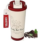 DITOSH Insulated Coffee Tumbler 17.9oz 530ml Travel Coffee Mug 316 Stainless Steel Dual Drink Openings Leakproof Lid Reusable Insulated Coffee Mug Hot and Cold Ideal Travel Mug for Coffee Lover Daily