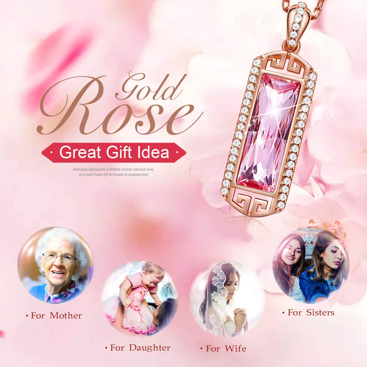 LOUISA SECRET Pendant Necklace, 925 Sterling Silver Necklace Valentine\'s Day Gift for Women,Made Of Swarovski Crystal, Jewelry Chain Length 15.7in+1.9in Extender