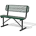Sunnibety 4 Feet Heavy Duty Metal Park Bench for Outside, Outdoor Bench with Backrest & Portable Frame, Commercial Benches for Shopping Malls, Stores, Parks, Patios, Decks, Green