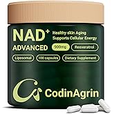 CodinAgrin NAD+ Supplement with Resveratrol 900mg Nicotinamide Adenine Dinucleotide Complex for Cellular Energy Repair, Anti-Aging & Mental Clarity Support, Non-GMO, Vegetarian Friendly, 100 Capsules