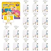 16 Pack 4x6 Inch Acrylic Paint Set - Mini Canvas and Easel Kit for Painting, Tabletop Craft Supplies with Brushes & Palettes, Complete Art Set for Kids & Adults, Classroom, Party Favors & Display