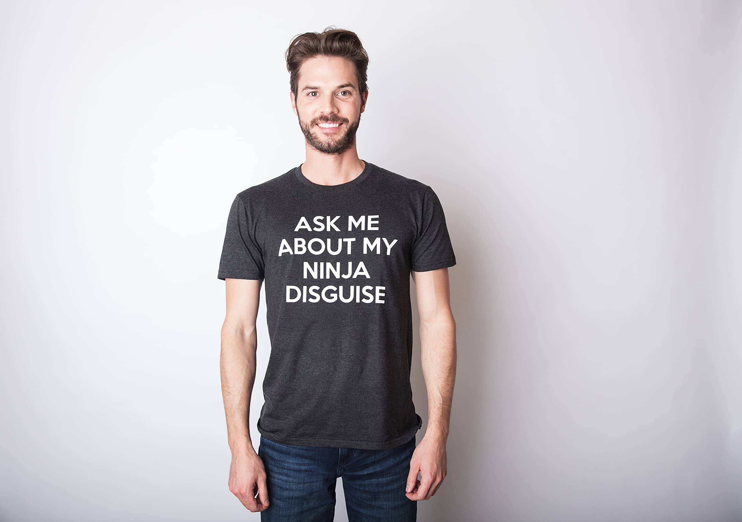 Crazy Dog Mens Ask Me About My Ninja Disguise T Shirt Funny Flip Costume Humor Tee