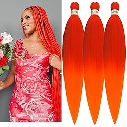 Orange Braiding Hair Pre stretched Ez Braid