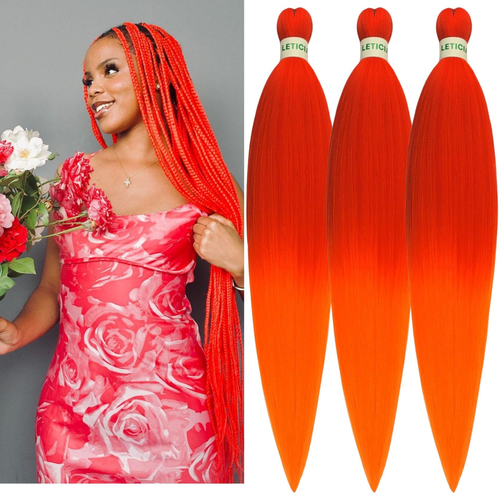 Orange Braiding Hair Pre stretched Ez Braid