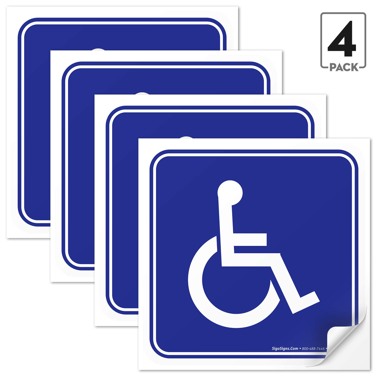 Sigo Signs (4 Pack) Handicap Stickers Disabled Wheelchair Sign, 4½ X
