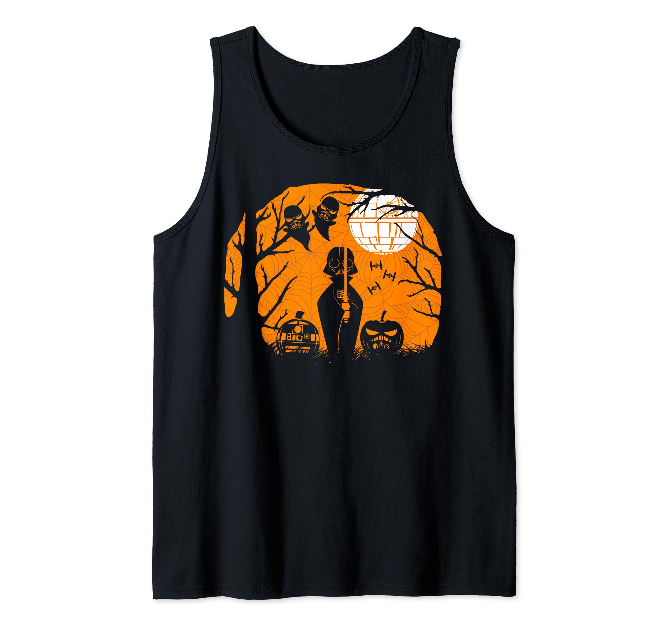 Star Wars Halloween Darth Vader Death Star Silhouette Tank Top