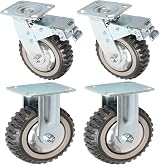 ybaymy 150mm Rubber Castor Wheels 1000kg Load 4PCS Swivel with Brakes Fixed view 1
