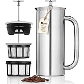 ESPRO P7 French Press, 18oz, Brushed, Stainless Steel Coffee Maker | Double Filter Coffee Press, Grit-Free Coffee, Heat Resistant Insulated tea Press, Easy Hot and Cold Coffee Brewer, Tea Brewer