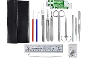 DR INSTRUMENTS Comprehensive Dissecting kit for Biology, Anatomy and Veterinary Students, 15 PCs in Leatherette Case, Ideal for in-Lab and Home Schooling Dissection Learning