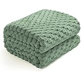 Excervent Flannel Fleece Throw Blanket (50x40 inches), Hexagon Jacquard Decorative Fuzzy Warm Blankets for Kids, Super Soft Cozy, Suitable for All Seasons, Sage Green