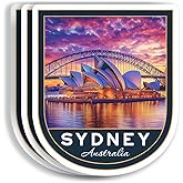 (3 Pcs 3X3) Sydney Australia Stickers - Sydney Travel Sticker - Australia Travel Gift - Sydney Souvenir - Decals for Luggage - Suitcase - Scrapbook - Laptop - Water Bottle