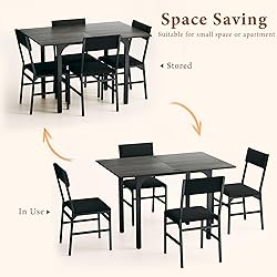 HUAHUU Dining Table Set for 4, Extendable Kitchen