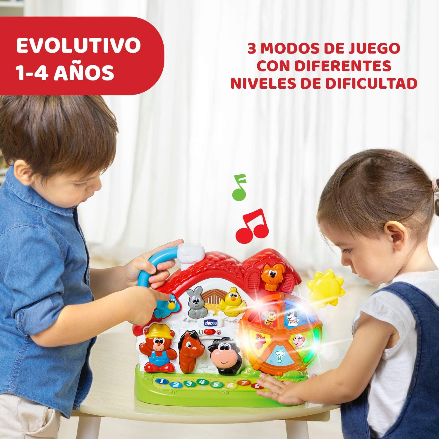 Chicco Talking Farm Bilingual Spanish/English Activity Center, Animal Farm with Lights and Sounds, 3 Ways to Play - Image 4