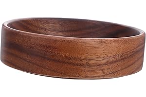 SKISUNO Rustic Wooden Salad Bowl for Fruits Snacks and Appetizers Round Wood Serving Bowl for Parties Family