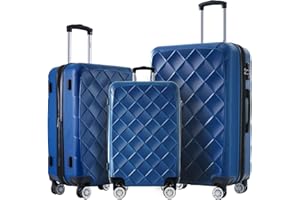 Merax Luggage Sets 3 piece Lightweight Suitcases With Wheels TSA Lock, Expandable Family Travel Luggage for Man and Woman (Blue)