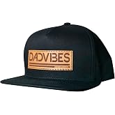 DadBod DadVibes Mens Leather Patch Flat Bill Snapback Hat | Dad Vibes Hat with Genuine Leather Patch, Flat Brim Snap Back Cap for the Dads Gang, New and Veteran Dads, Fathers Day Gift