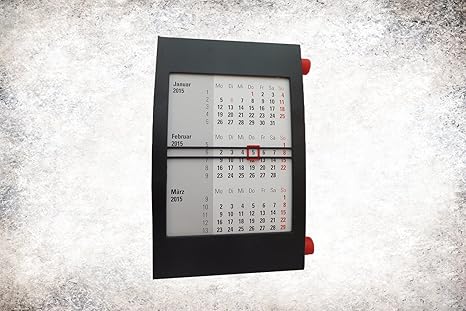 3-Monats-Kalender schwarz/rot 2 Jahre (2019/2020) Tischkalender mit Drehmechanik, Schreibtischkalender