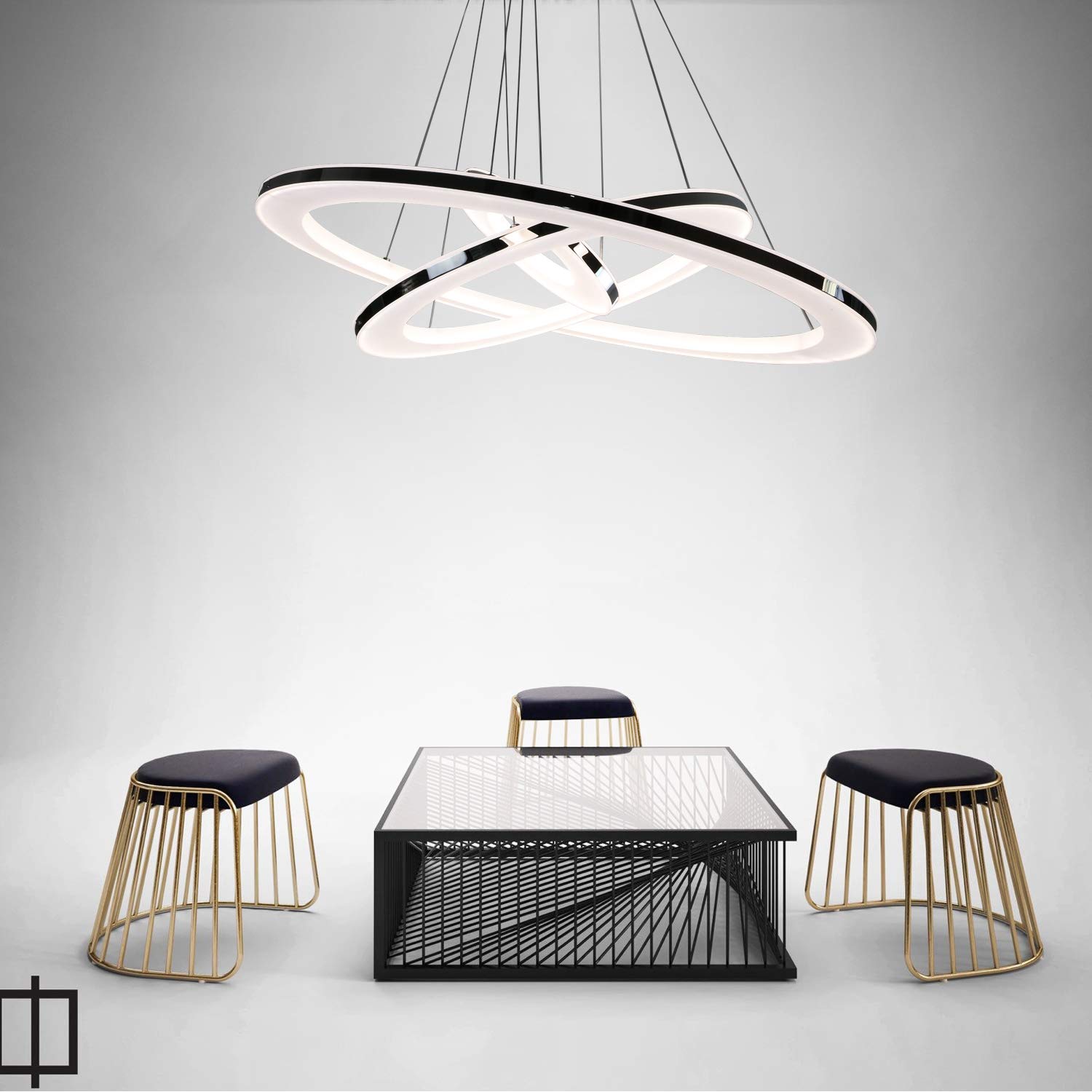 ZMH Moderne LED Pendelleuchte esstisch 90W Led 3-Ring led dimmbar