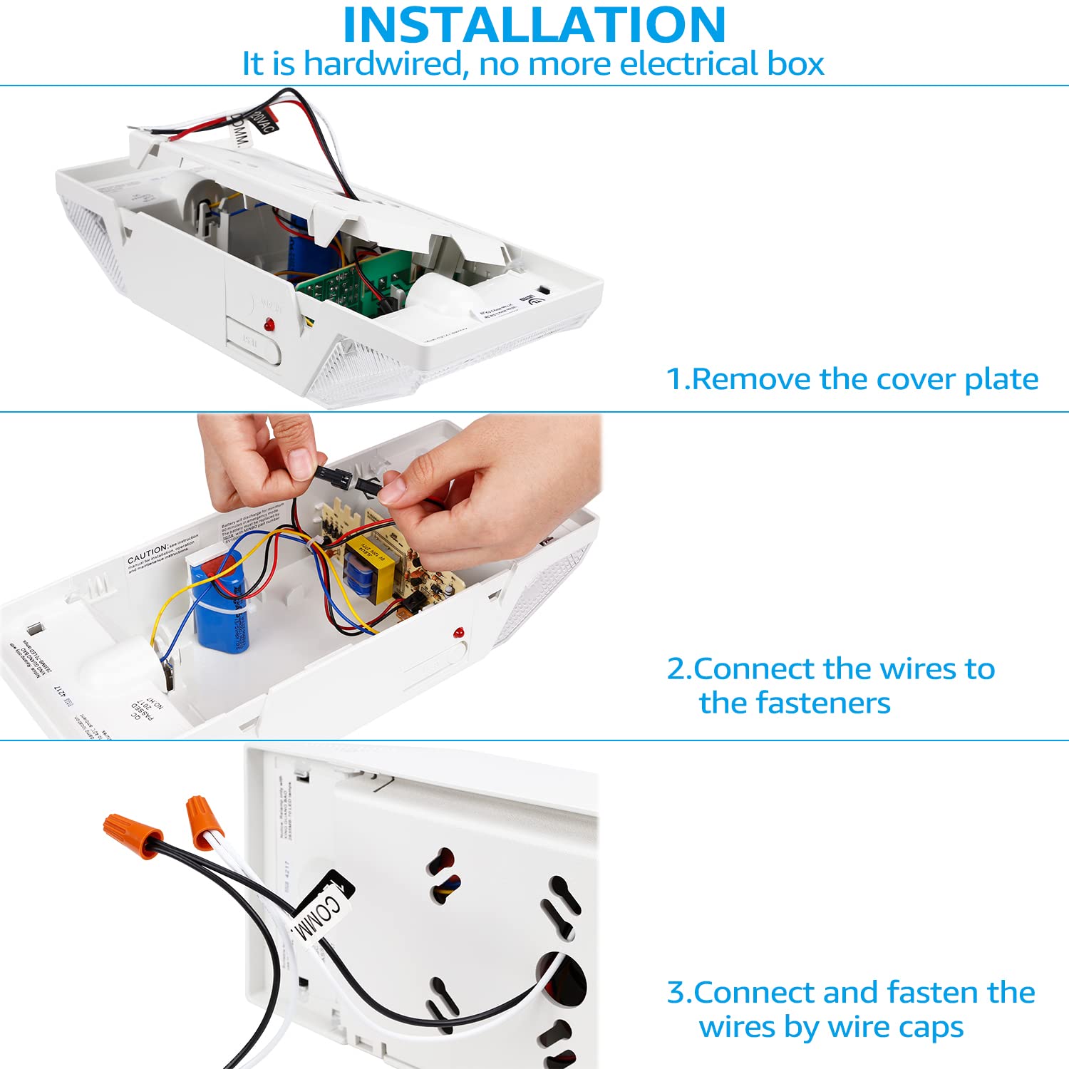 TORCHSTAR LED Emergency Lighting, Commercial Emergency Lights with Battery Backup, UL Listed, Two Square Heads, AC 120/277V, Hardwired Emergency Exit Light Fixtures for Business, Pack of 4