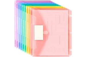 Forvencer Binder Pocket, 10 Pack Super Heavyweight Plastic Folders with Tight Closure, Binder Folders Side Loading, 3 Ring Binder Pocket, Binder Dividers with Pockets, Letter Size, Pastels Series