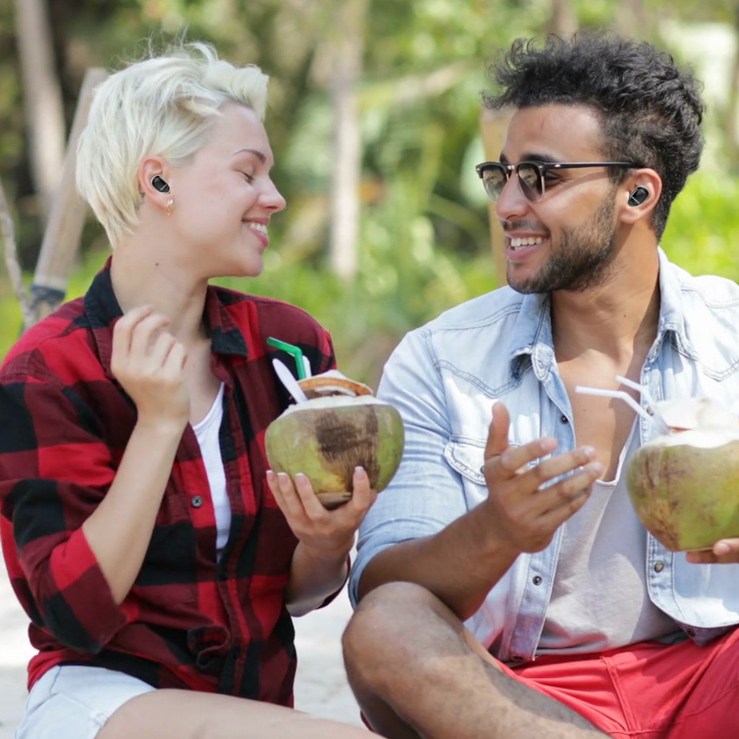 NENRENT S570 TWS Bluetooth Earbuds 5.0 Ture Wireless Earpiece HD Stereo Audio Sound Wireless Bluetooth Headphones with Charging Case 24 H Music Playtime