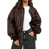 Trendy Queen Womens Leather Jackets Oversized Zip Up Motorcycle Bomber Jackets Fall Fashion Outfits Winter Clothes 2026