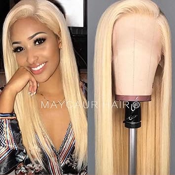Blonde Straight Lace Front Maycaur Long Straight Hair Wigs For