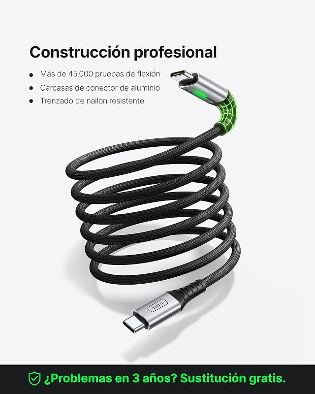 240W Cable USB C Carga Rapida, [2m+2m] PD3.0 Cable USB C a Tipo C
