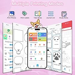 Mini Printer Sticker Printer Print Pod with 6 Rolls