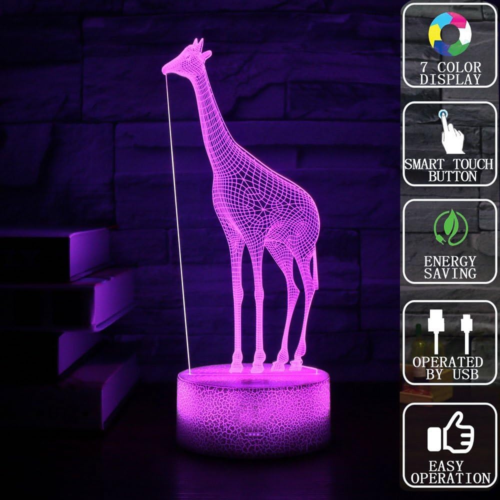 Gift Ideas Girl Giraffe Night Lights 3D Illusion Lamp