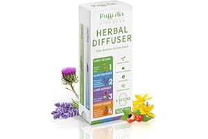 PUFFIAIR 4-in-1 Wellness Herbal Diffuser Bundle | Natural Plant-Based Portable Aromatherapy for Energy, Sleep, Liver & Lung Support | 600 Uses Per Stick, Pocket-Sized Design