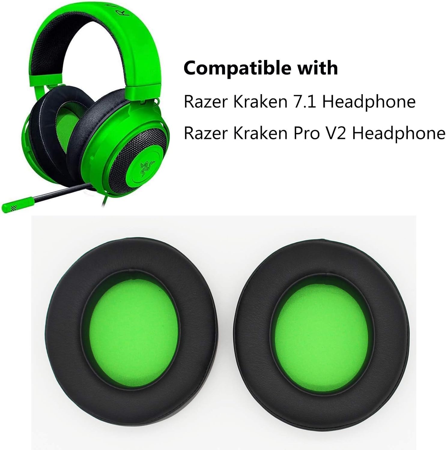 Yizhet Ear Pads Replacement Compatible with Razer Kraken 7.1 V2 / Razer Kraken Pro V2 Replacement Ear Pads Ear Cushion Ear Cups Protein Leather & Memory Foam (1 Pair - Image 3